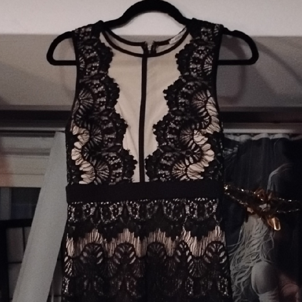Charlotte Russe Black and Cream Lace Dress